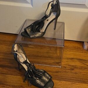 Louise et Cie Black Glitter Fringe Heels 8.5M